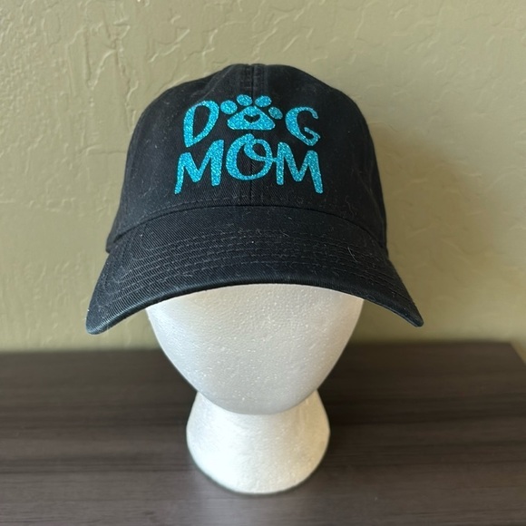 Dog Mom Black Blue Glitter Canvas Baseball‎ Hat OS - Picture 2 of 6